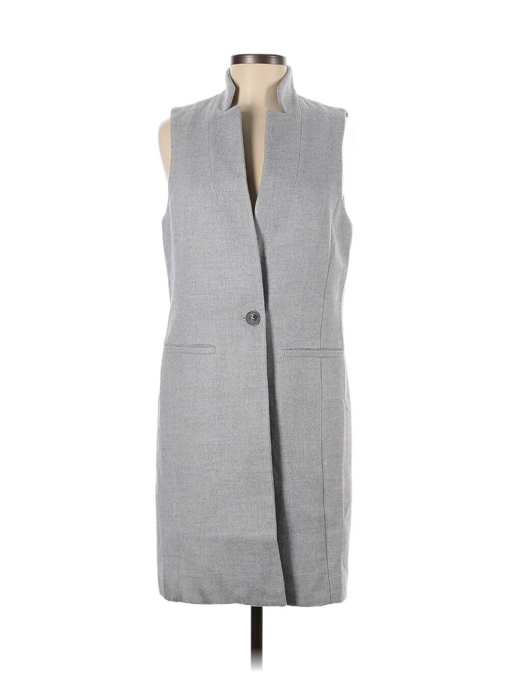 White House Black Market Gray Sleeveless Long Vest